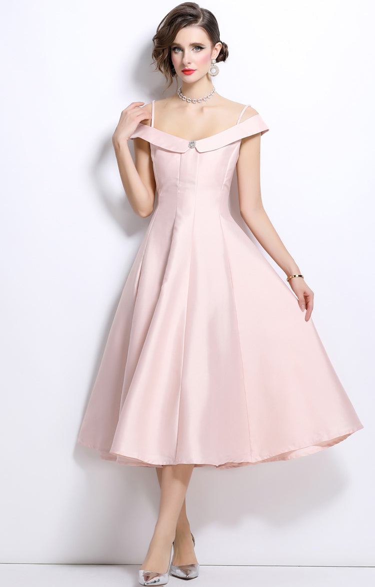 A-line Spaghetti Pleated Eevning Dress