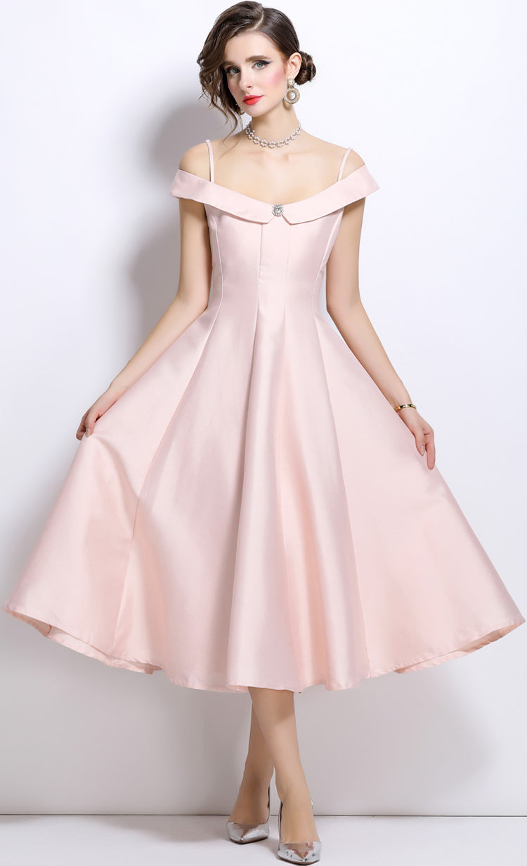 A-line Spaghetti Pleated Eevning Dress