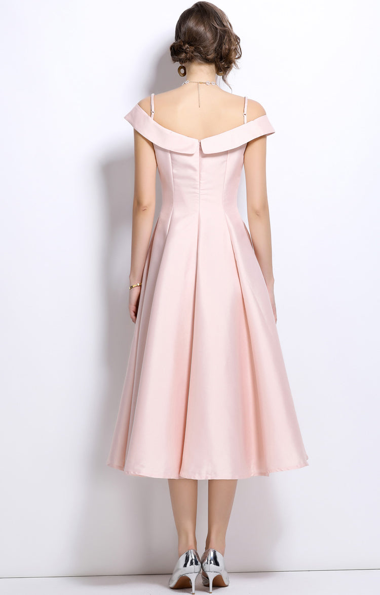 A-line Spaghetti Pleated Eevning Dress