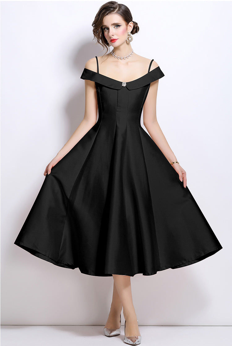 A-line Spaghetti Pleated Eevning Dress