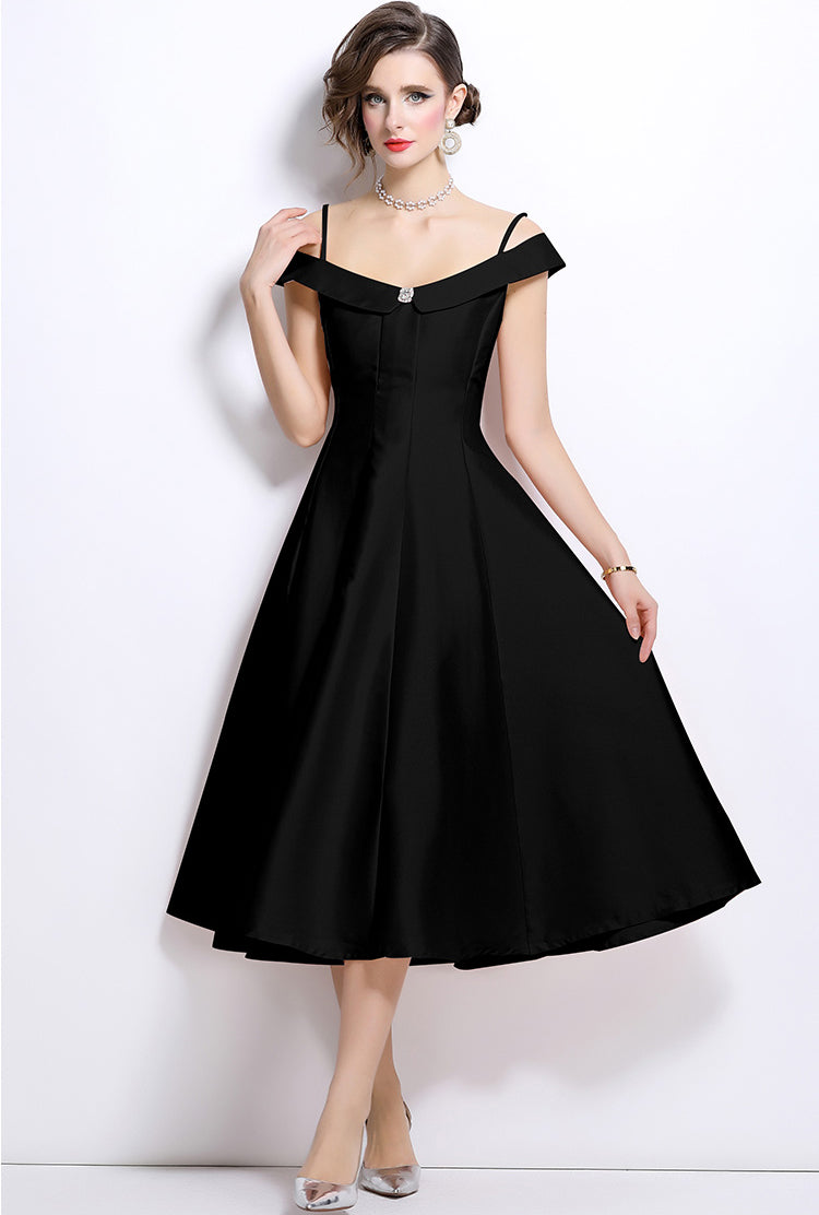 A-line Spaghetti Pleated Eevning Dress