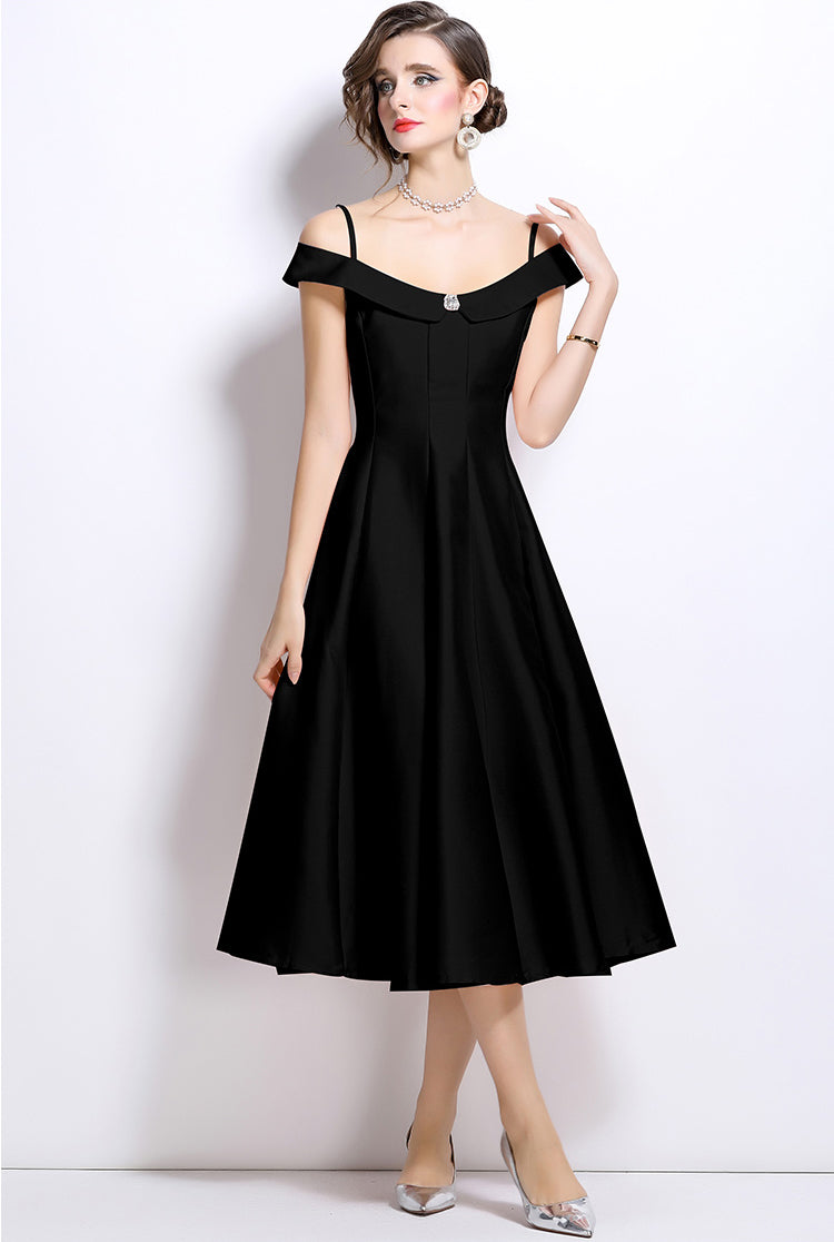 A-line Spaghetti Pleated Eevning Dress