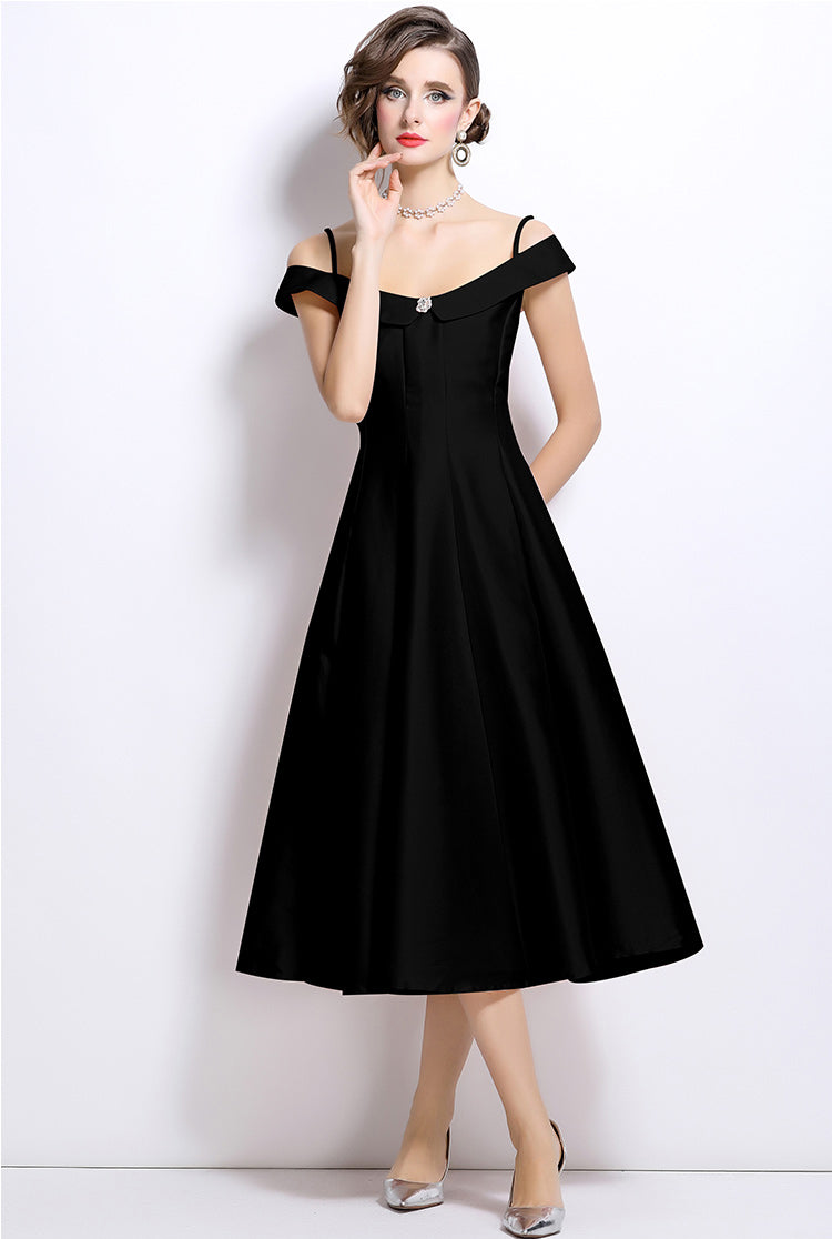 A-line Spaghetti Pleated Eevning Dress