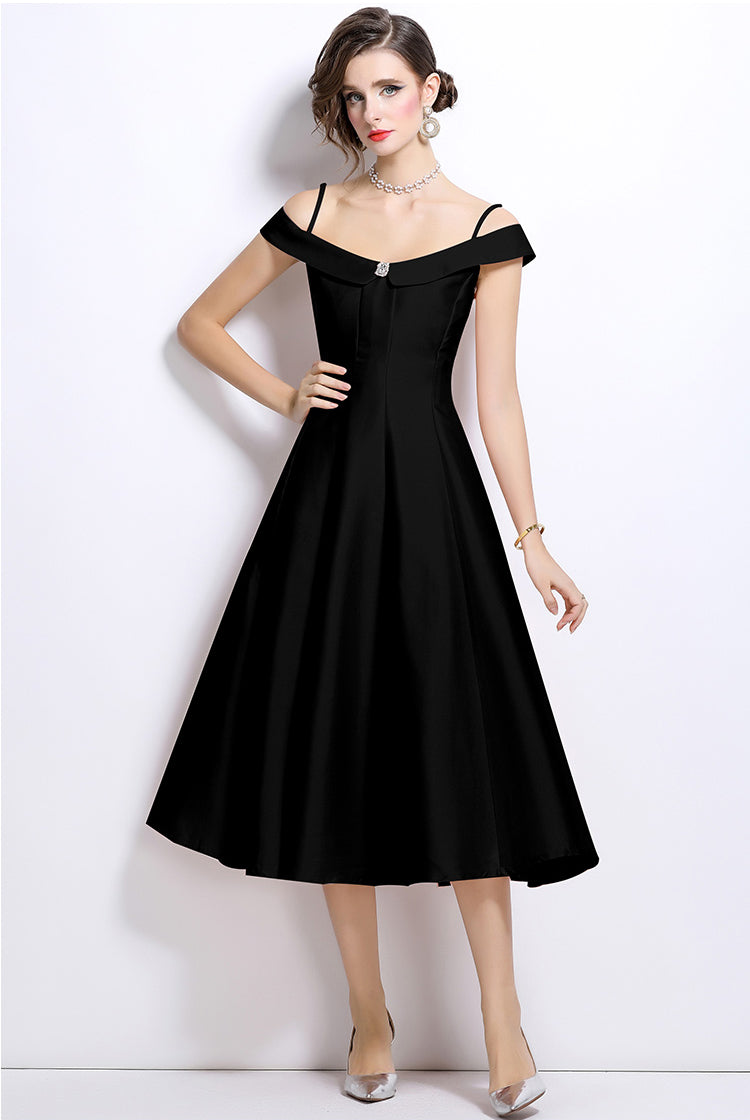 A-line Spaghetti Pleated Eevning Dress