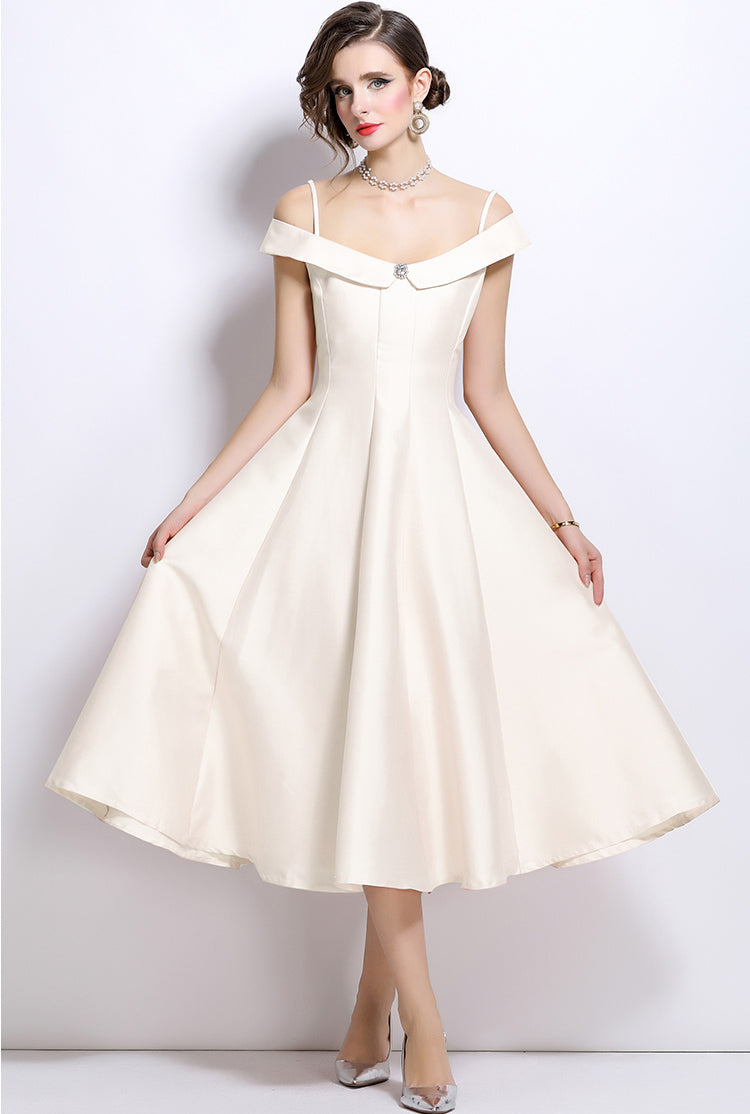 A-line Spaghetti Pleated Eevning Dress