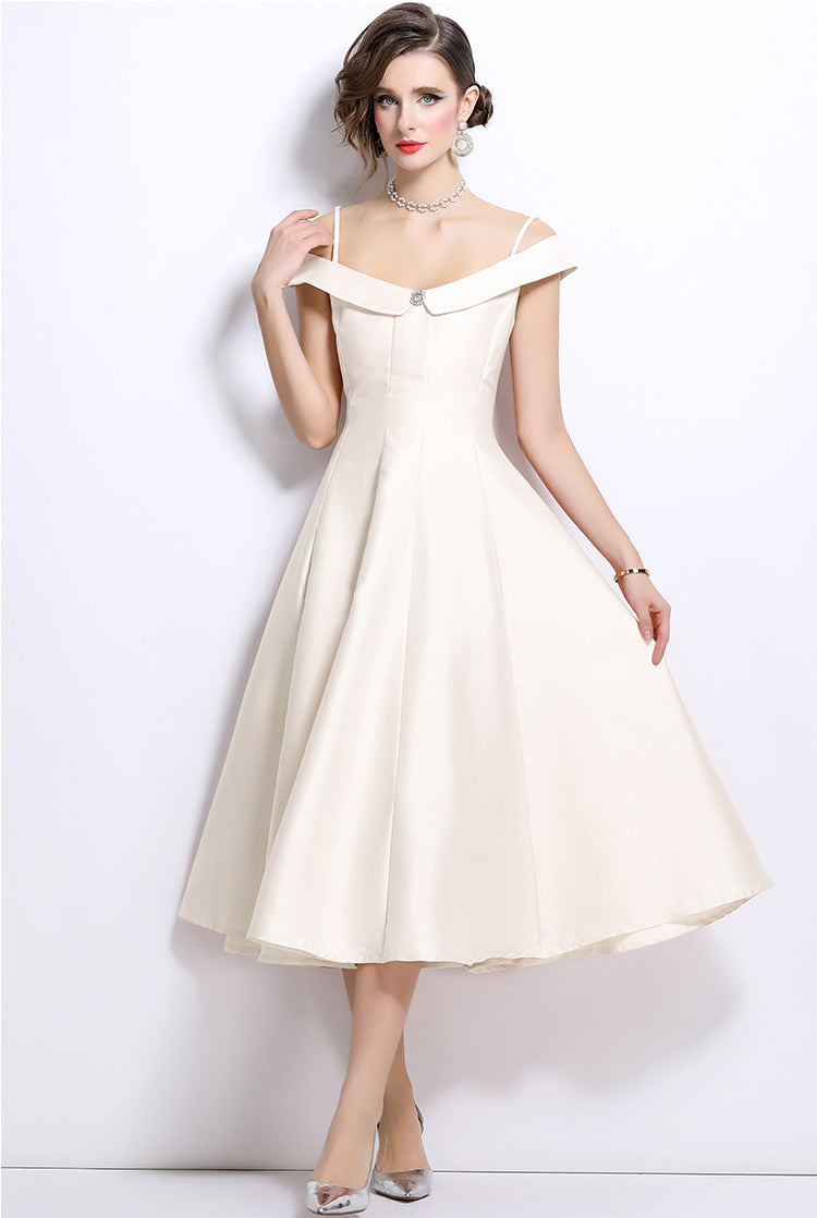 A-line Spaghetti Pleated Eevning Dress