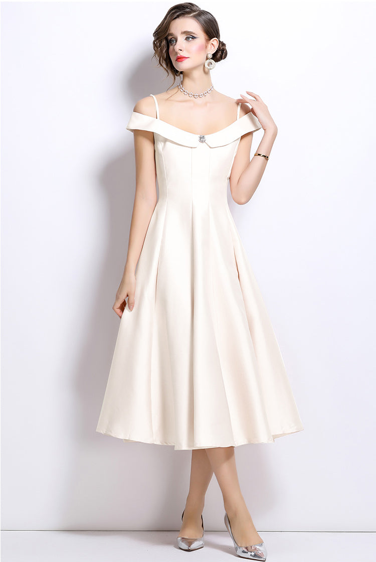 A-line Spaghetti Pleated Eevning Dress