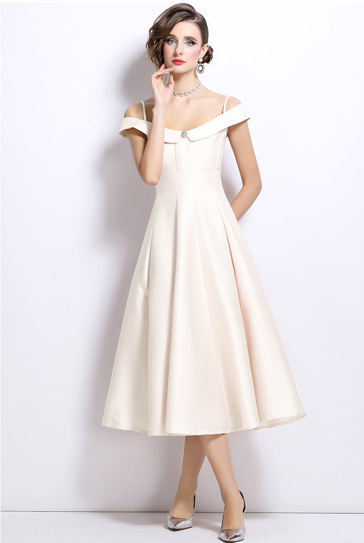 A-line Spaghetti Pleated Eevning Dress