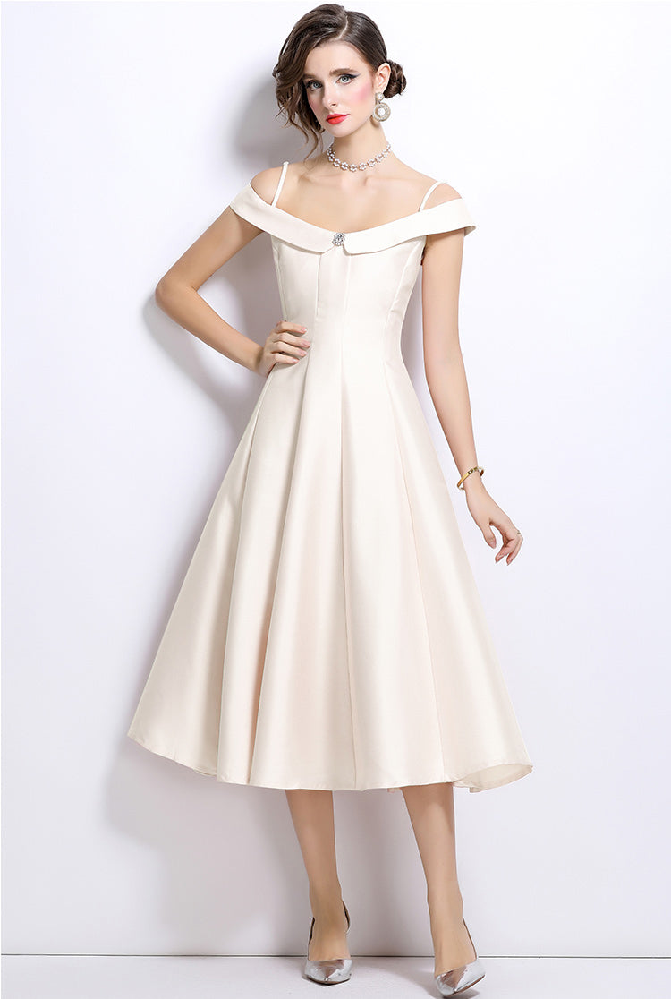 A-line Spaghetti Pleated Eevning Dress