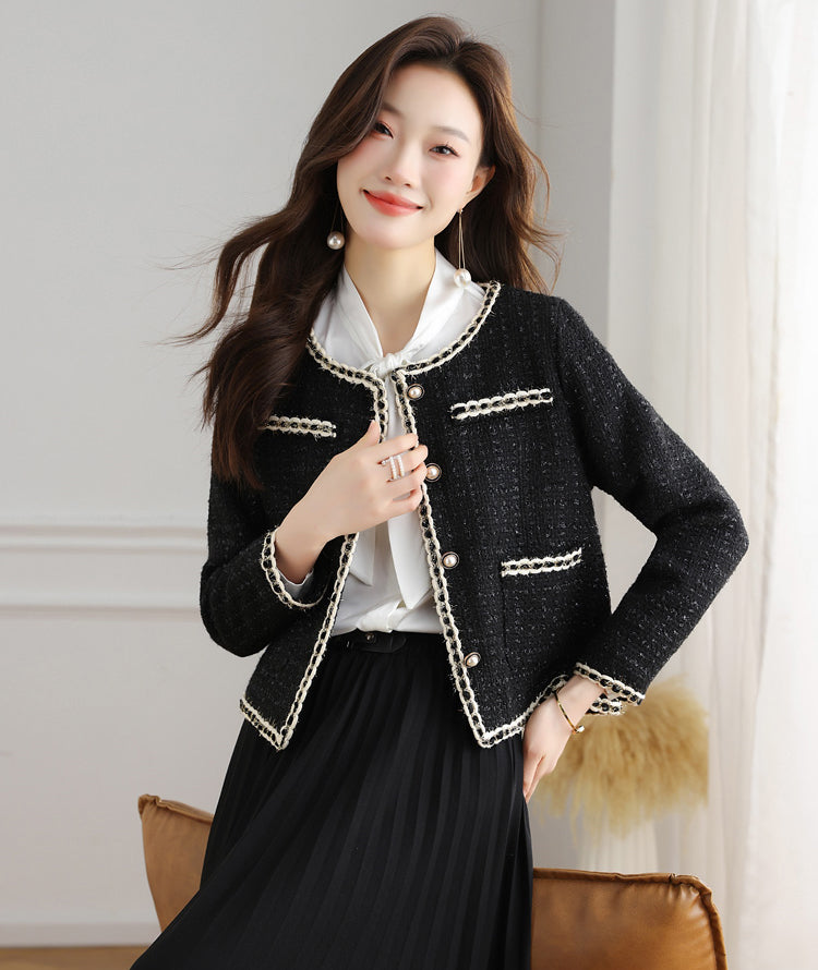 Black High-end Women's Tweed Jacket