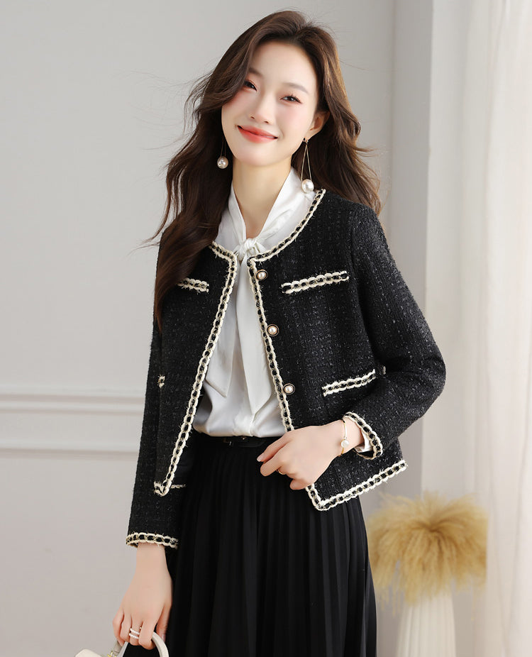 Black High-end Women's Tweed Jacket