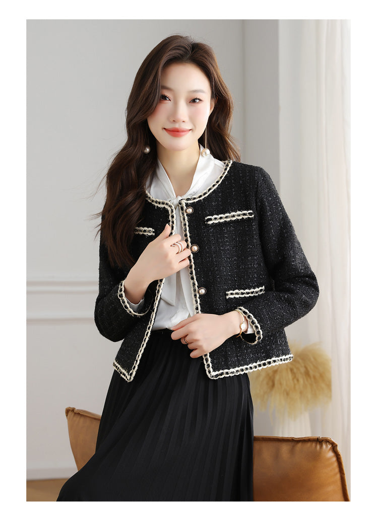 Black High-end Women's Tweed Jacket