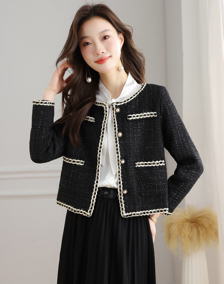 Black High-end Women's Tweed Jacket