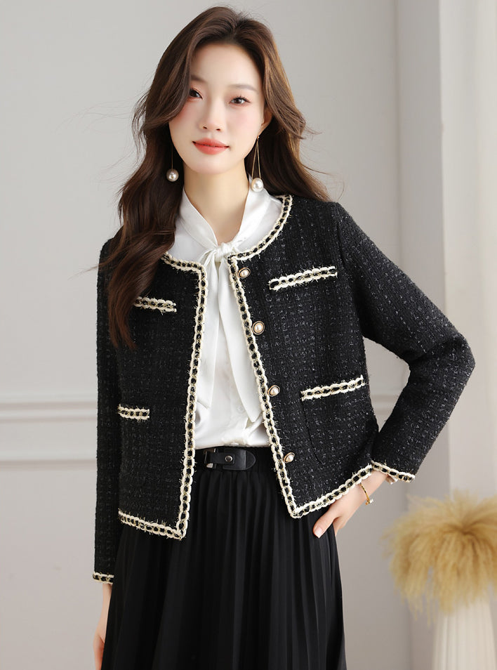 Black High-end Women's Tweed Jacket