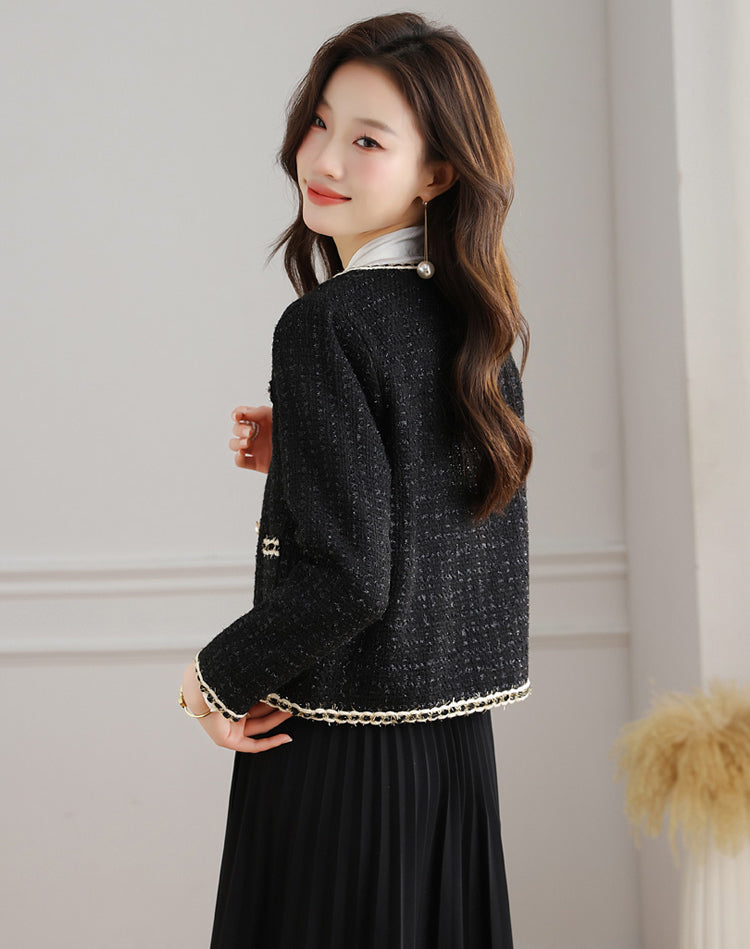 Black High-end Women's Tweed Jacket