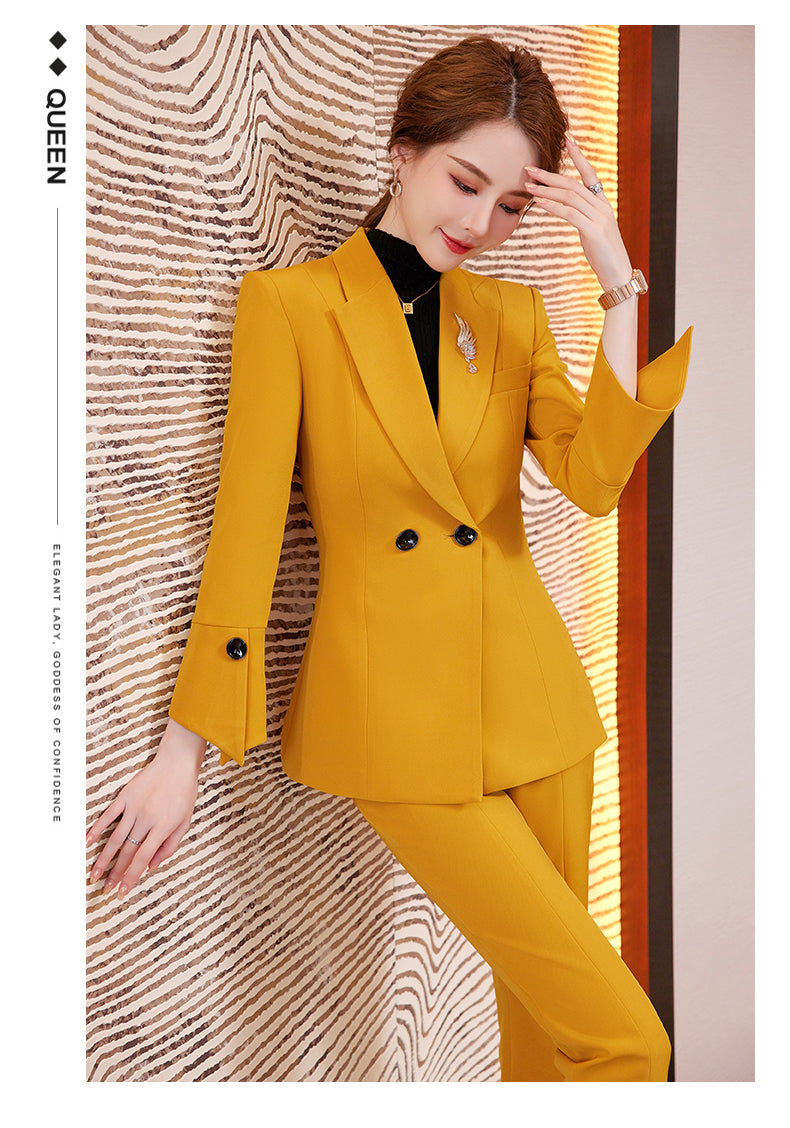 Women's Suit Jacket + Professional Slim Fit Casual Bell Bottom Pants