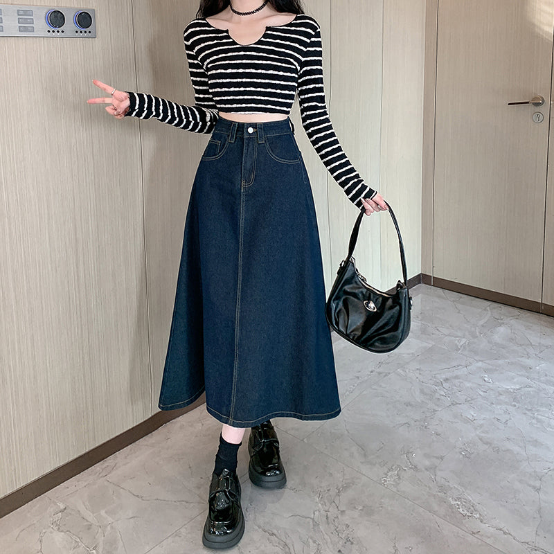 Blue Denim Retro Skirt