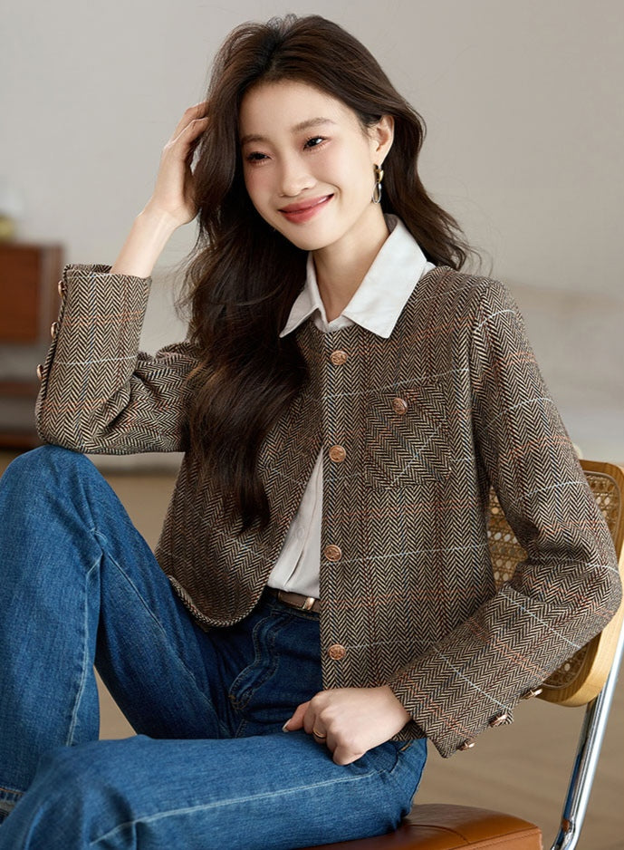 Khaki Plaid Women's Jacket