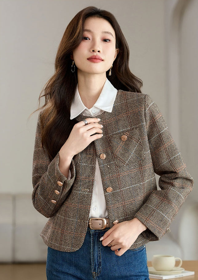 Khaki Plaid Women's Jacket