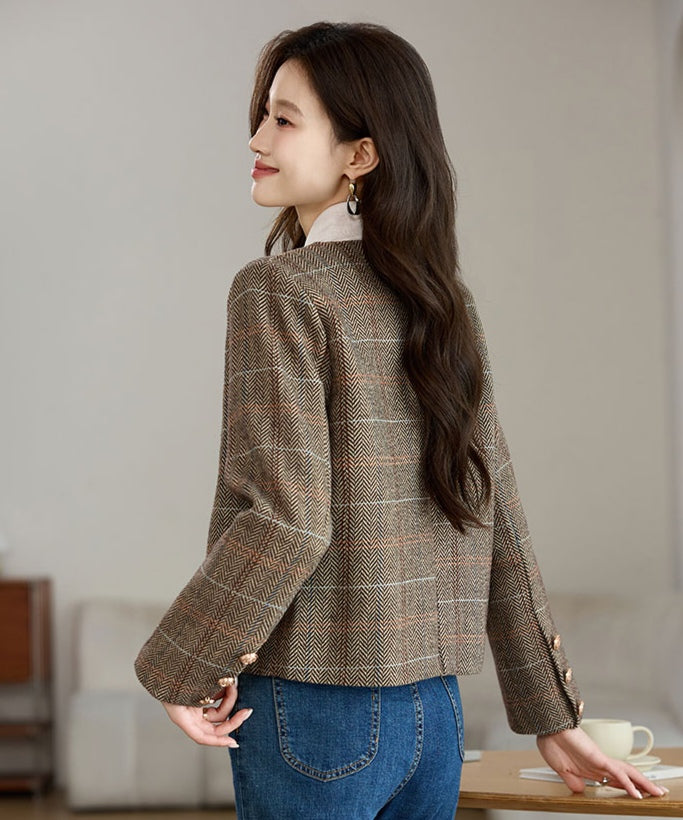 Khaki Plaid Women's Jacket