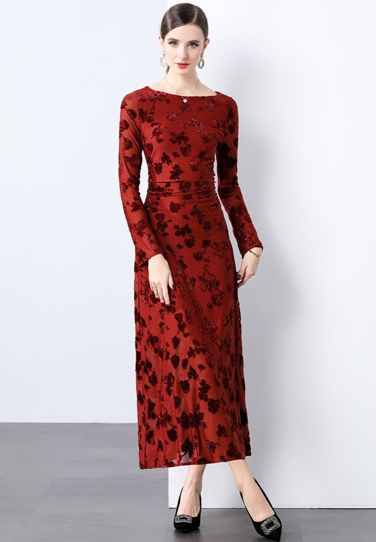 Elegant Jacquard Flocking Dress