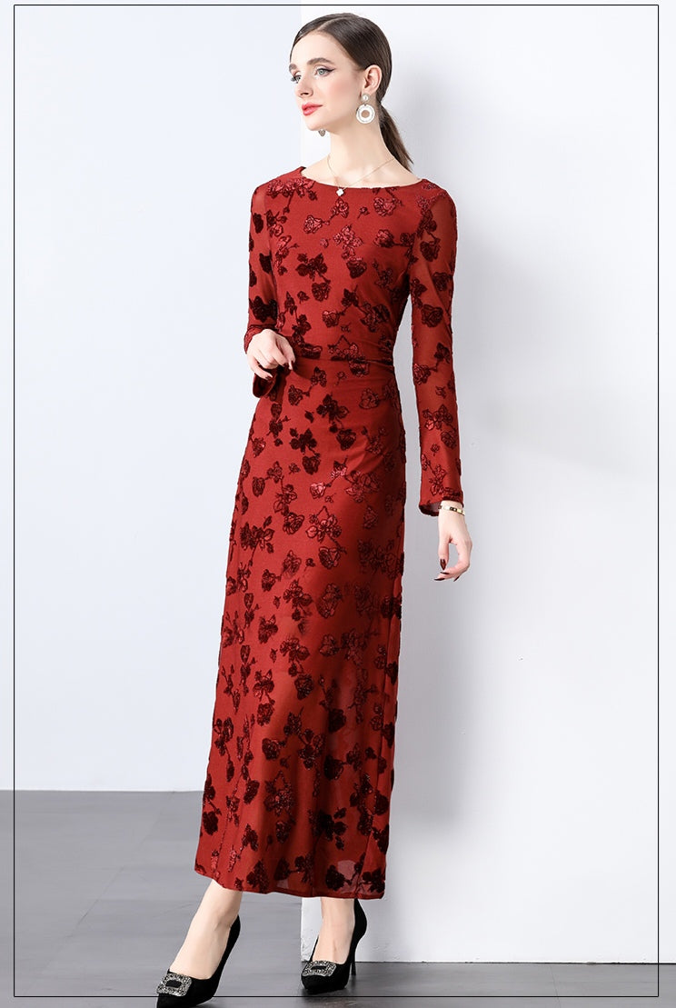 Elegant Jacquard Flocking Dress