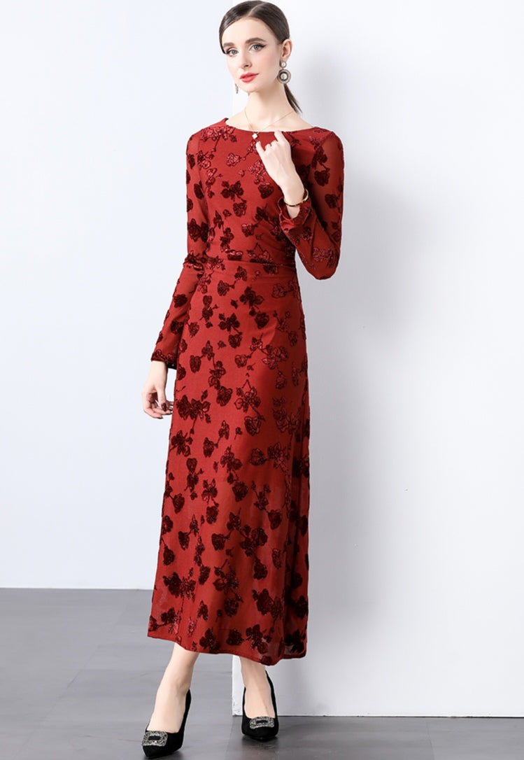 Elegant Jacquard Flocking Dress