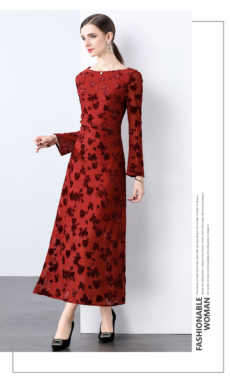 Elegant Jacquard Flocking Dress