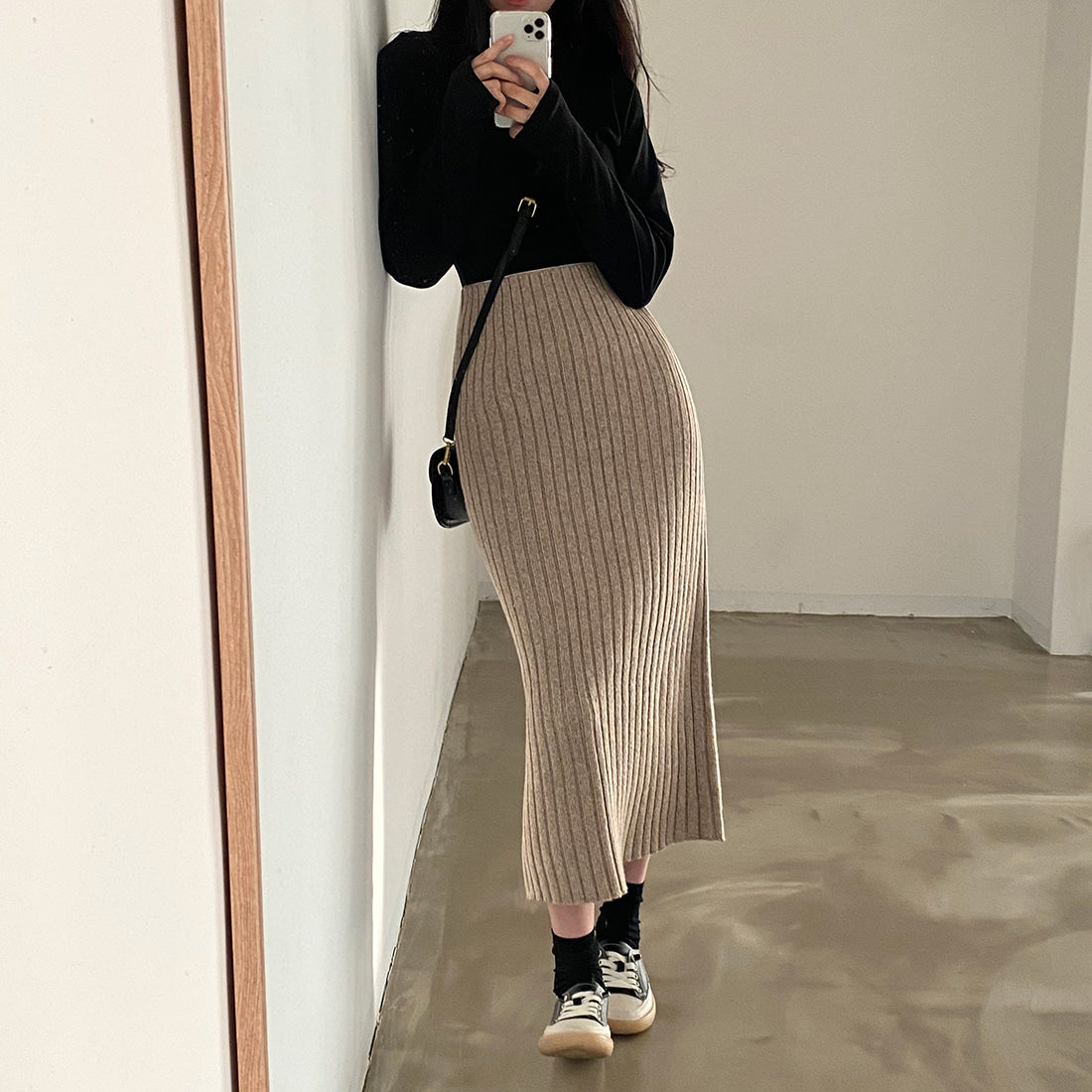 Medium Length Knitted Skirt