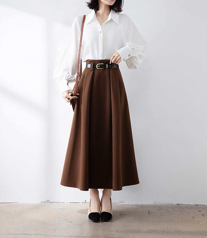 High Waist Pleated Women's Skirt