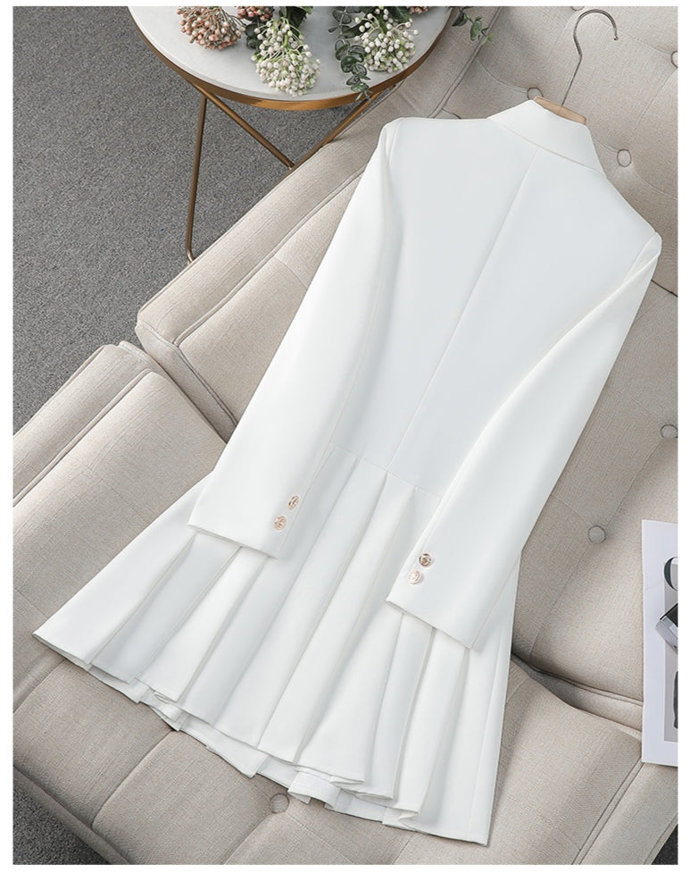 Double-breasted Pleated Suit Dress