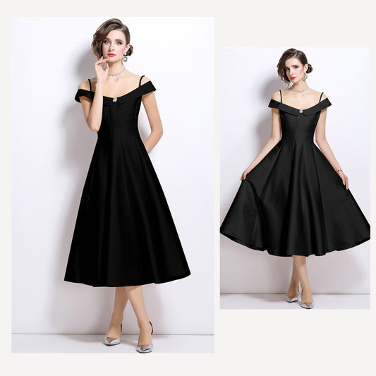 A-line Spaghetti Pleated Eevning Dress