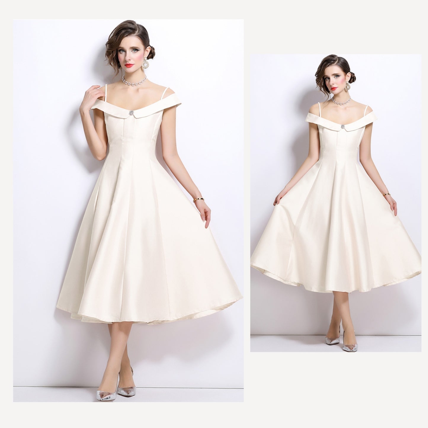 A-line Spaghetti Pleated Eevning Dress