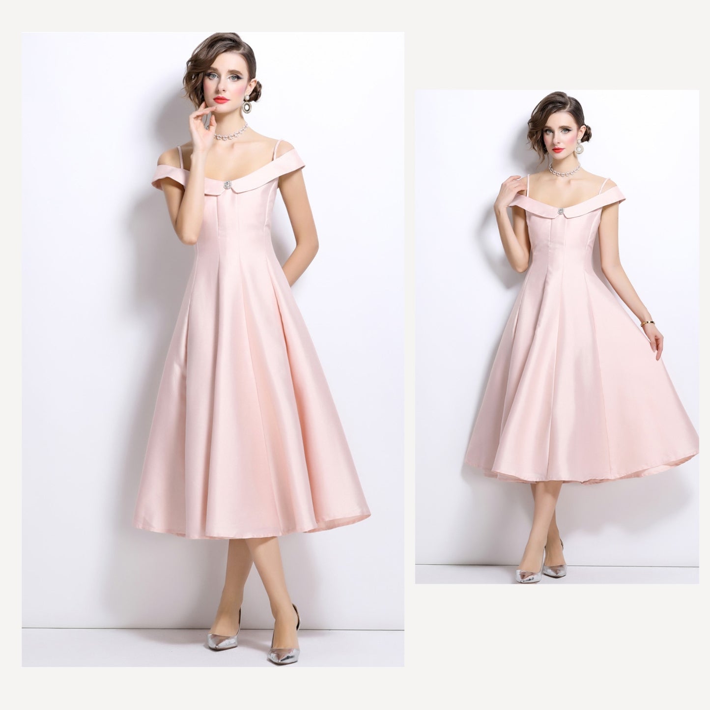 A-line Spaghetti Pleated Eevning Dress