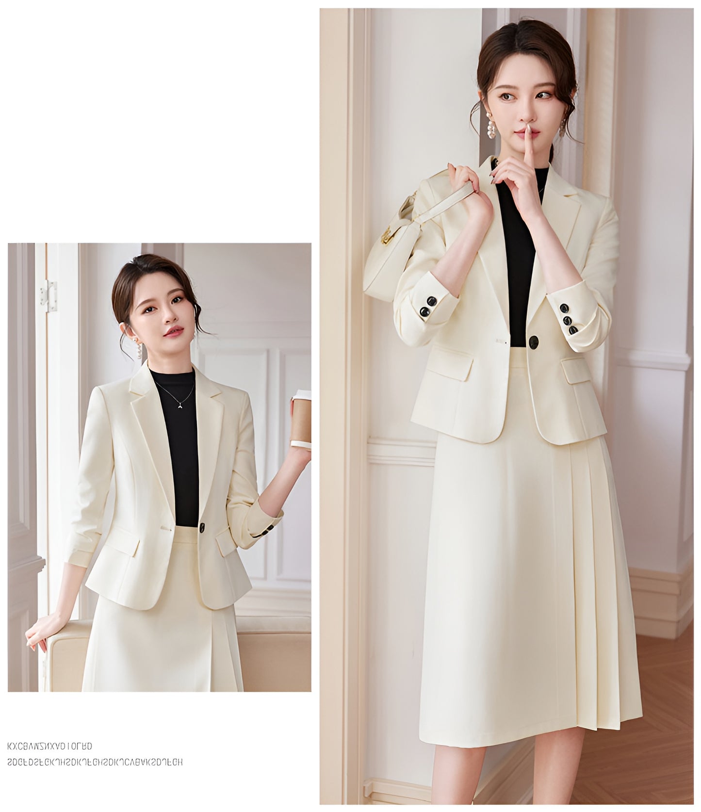 Autumn Collection Casual Jacket + Pleated Skirt Two Pieces Set