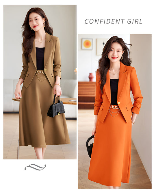 Autumn New Style High-end Casual Jacket + Skirt Two Pieces Set