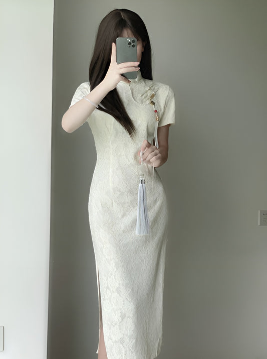 Beige Color Lace Cheongsam