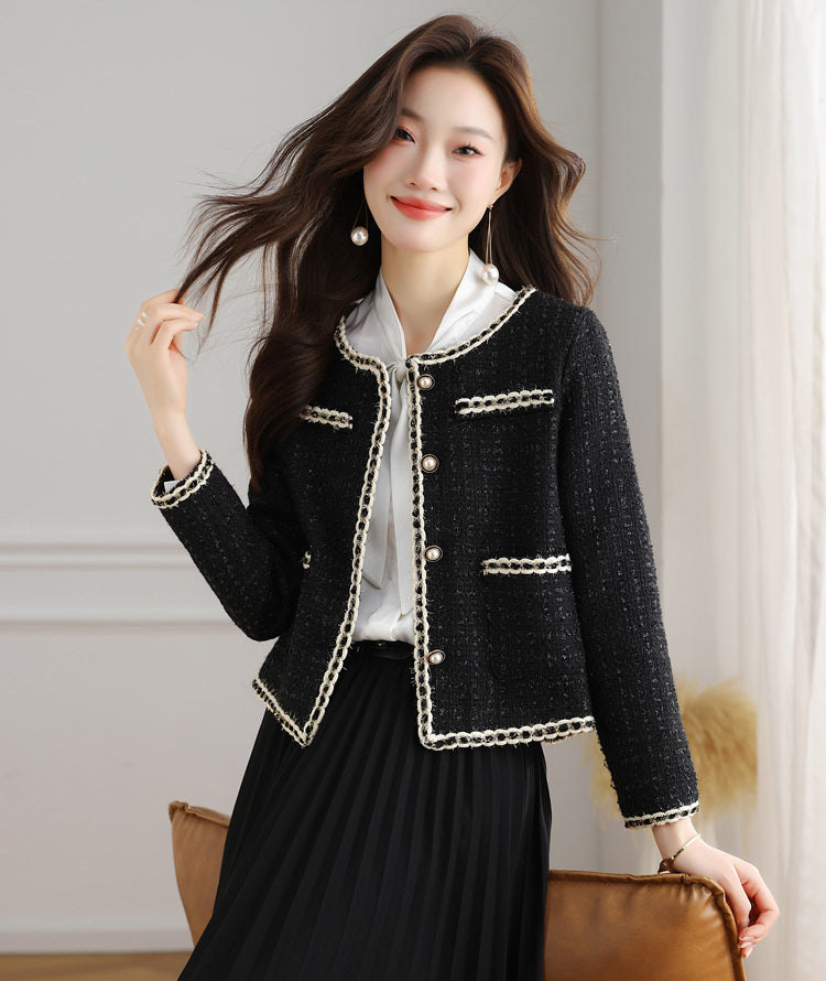 Black High-end Women's Tweed Jacket