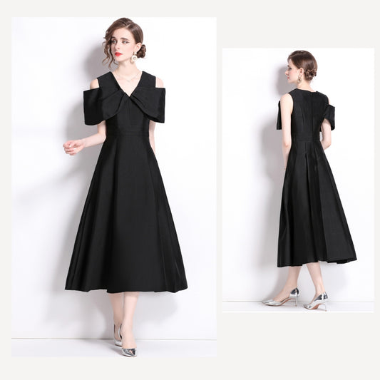 Black Three-dimensional Big Bow Dress