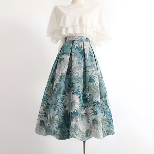 Blue And White Porcelain A-line Skirt