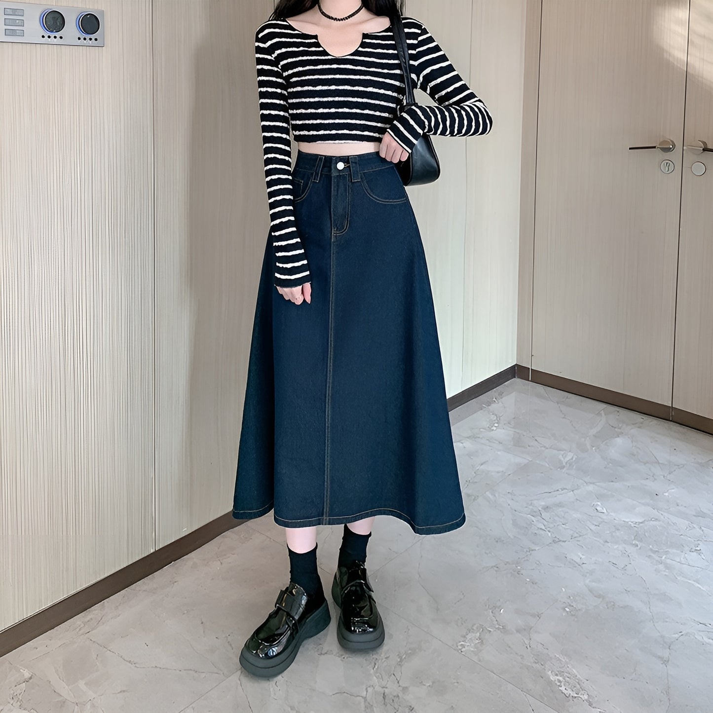 Blue Denim Retro Skirt