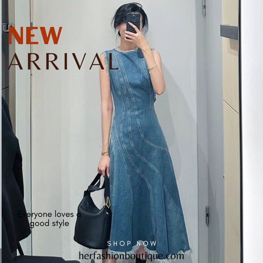 Blue Denim Sleeveless Dress
