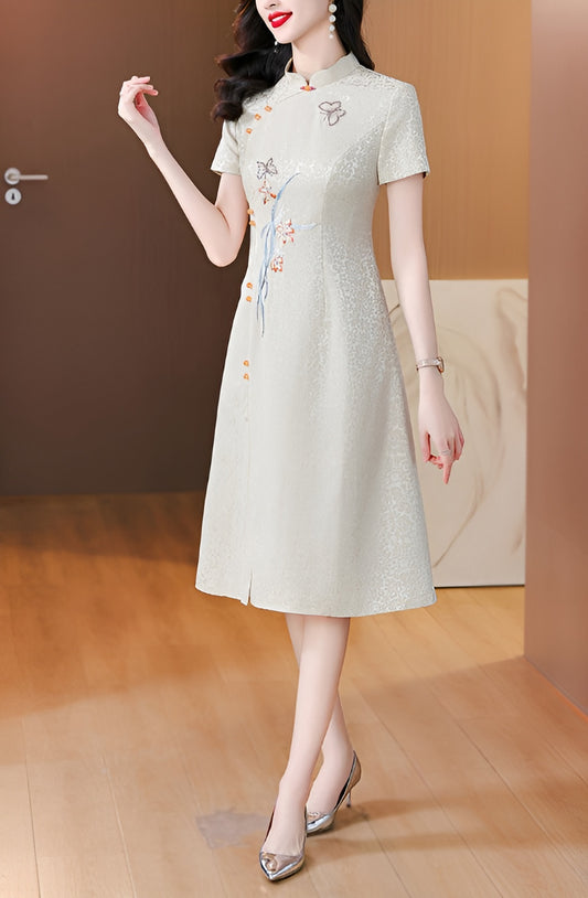 Champagne Color Elegant Cheongsam