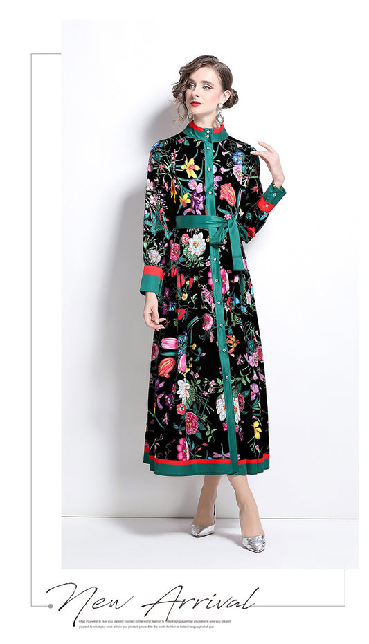 Floral Long-sleeve Maxi Dress