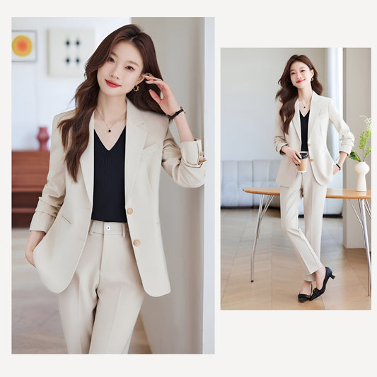 Goddess Casual Suit Jacket + Trousers Two Pieces Set