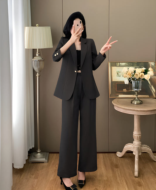 Goddess Style Casual Jacket + Trousers Two Pieces Suit Set