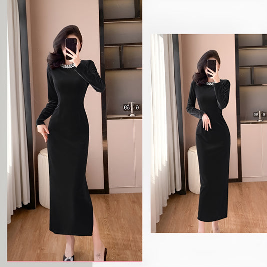 Hepburn Mid-length Velvet Elegant Dress