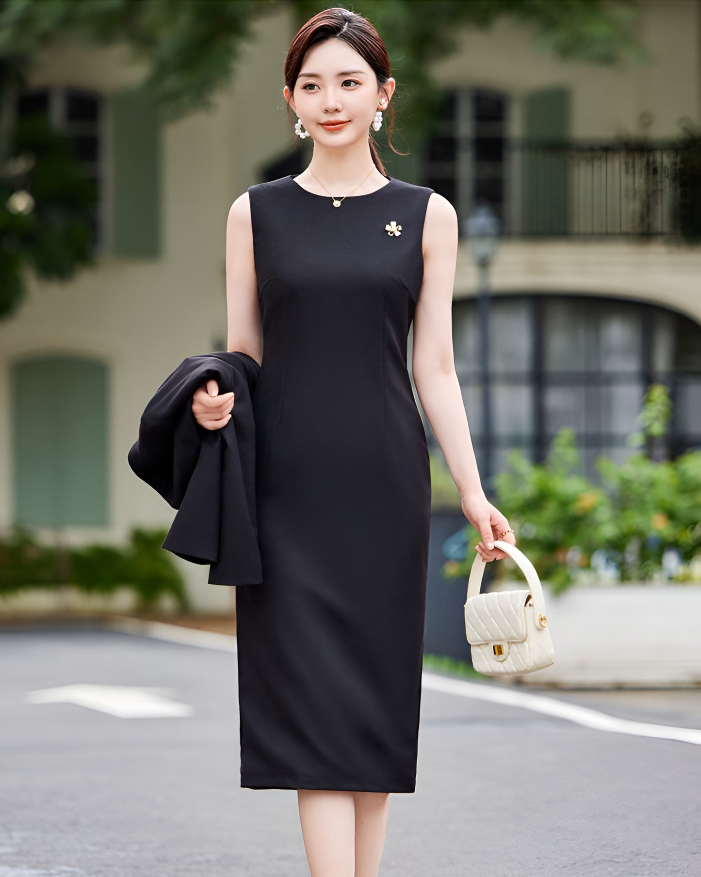 High-end Casual Suit Jacket + Sleeveless Dress Two Pieces Set