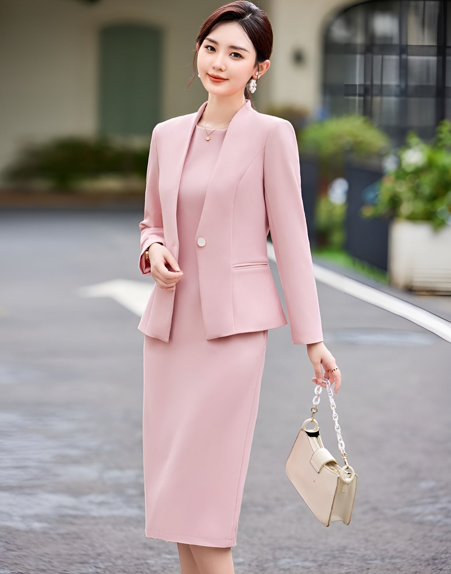 High-end Casual Suit Jacket + Sleeveless Dress Two Pieces Set