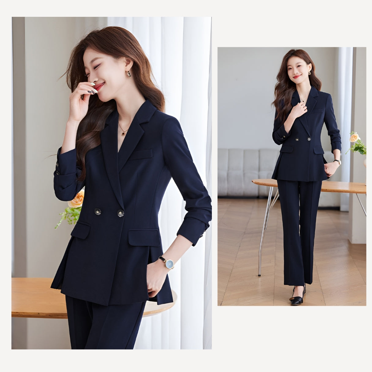 High-end Temperament Casual Suit Jacket For Women + Trousers Two Pieces Set